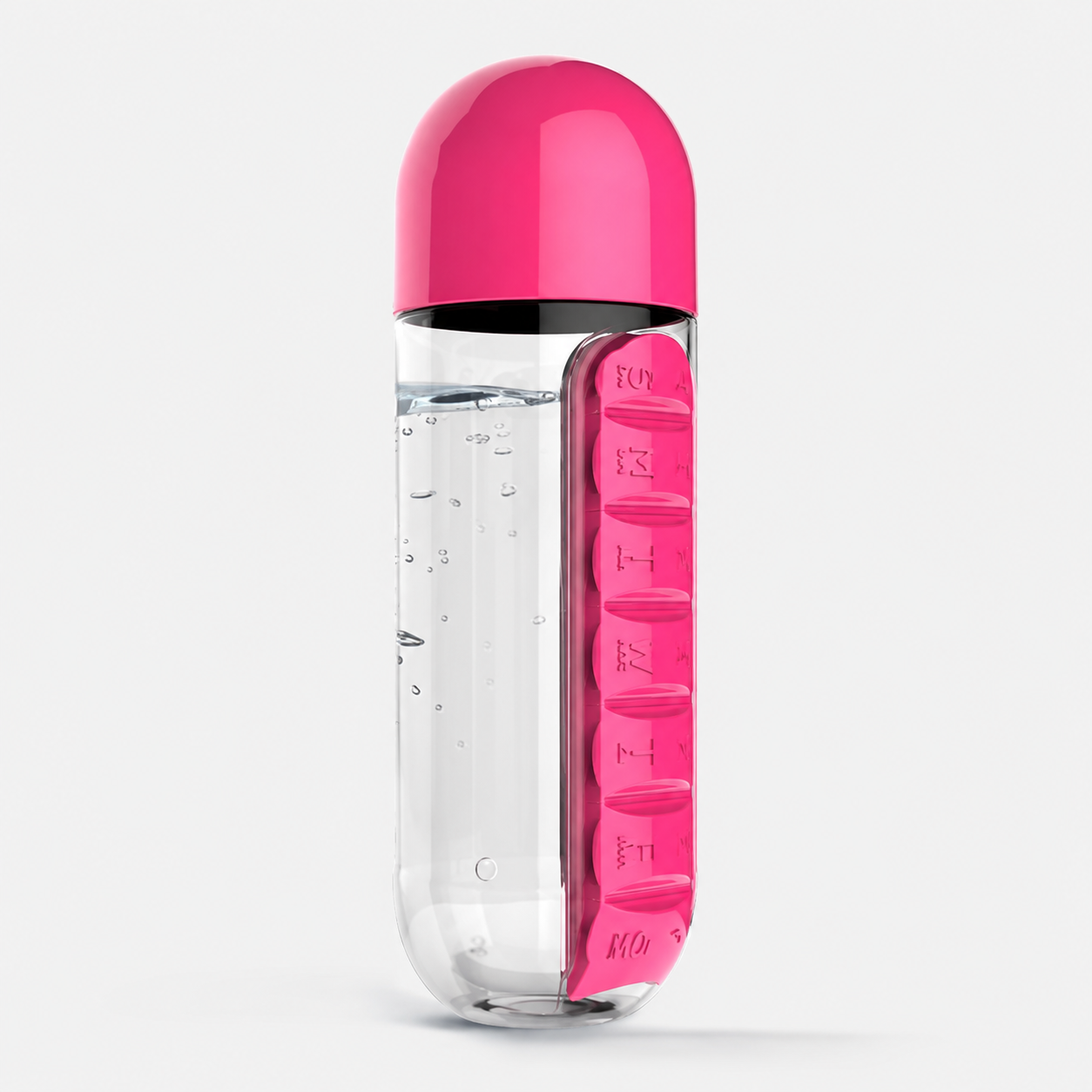 2-in-1 Water Bottle with 7-Day Pill Organizer – 20oz Portable Daily Supplement Bottle