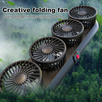 ❄️ Portable 4-Head Car Cooling Fan – 360° Adjustable Powerful Dashboard Fan for Cars, SUVs & RVs