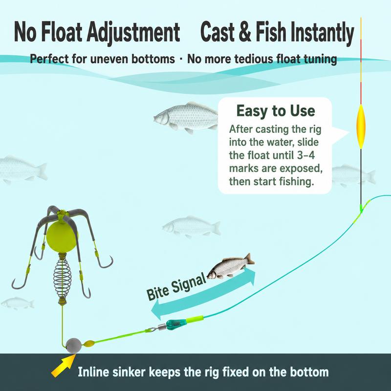 Carp & Catfish Bait Cage Rig – Anti-Snag Off-Bottom Design with Floating Hooks & Stable Weight 🎯