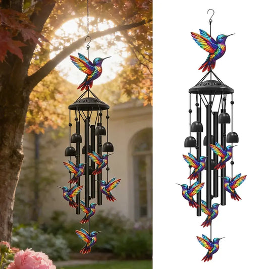 🔥Juneteenth 49％ OFF-🐦Vintage Colorful Hummingbird Wind Chime with Metal Tubes and Bells