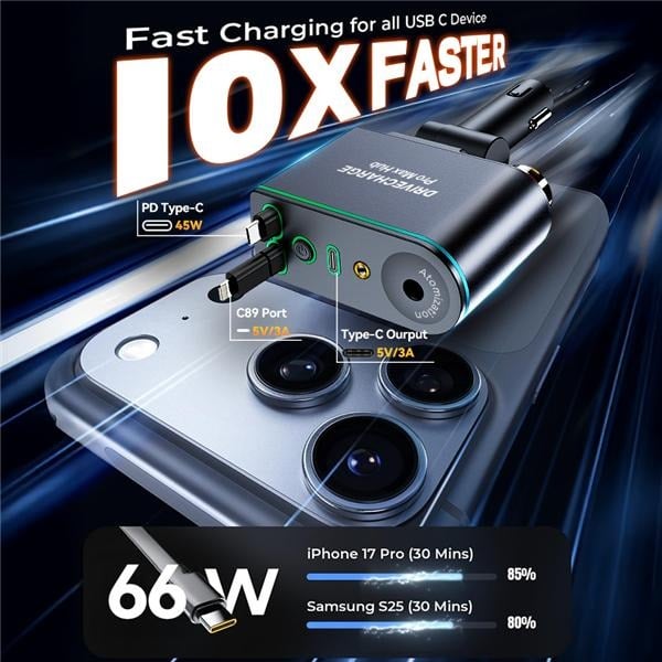🏆75K+ SOLD!🚗✨ Smart Retractable Car Charger & Air Freshener