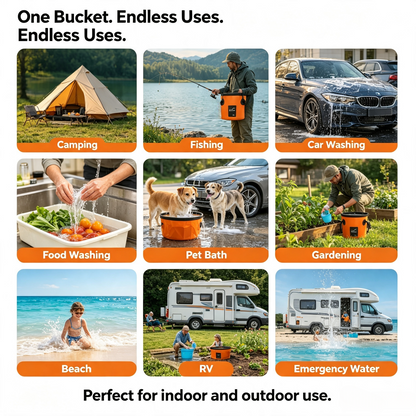 🏕️ Collapsible Water Bucket – Road Trip & Outdoor Essential