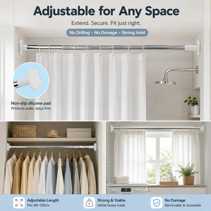 ✨Drill-Free Adjustable Tension Rod – No Drilling, No Damage