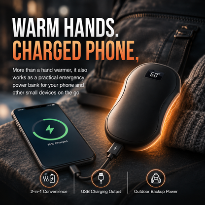 2-Pack Magnetic Hand Warmers – Rechargeable, LED Display, Power Bank for Winter Outdoor Use