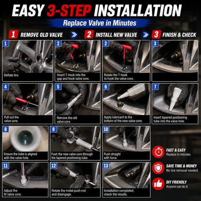 🚗 No More Slow Leaks – Tire Valve Repair Tool Kit for Quick DIY Replacement
