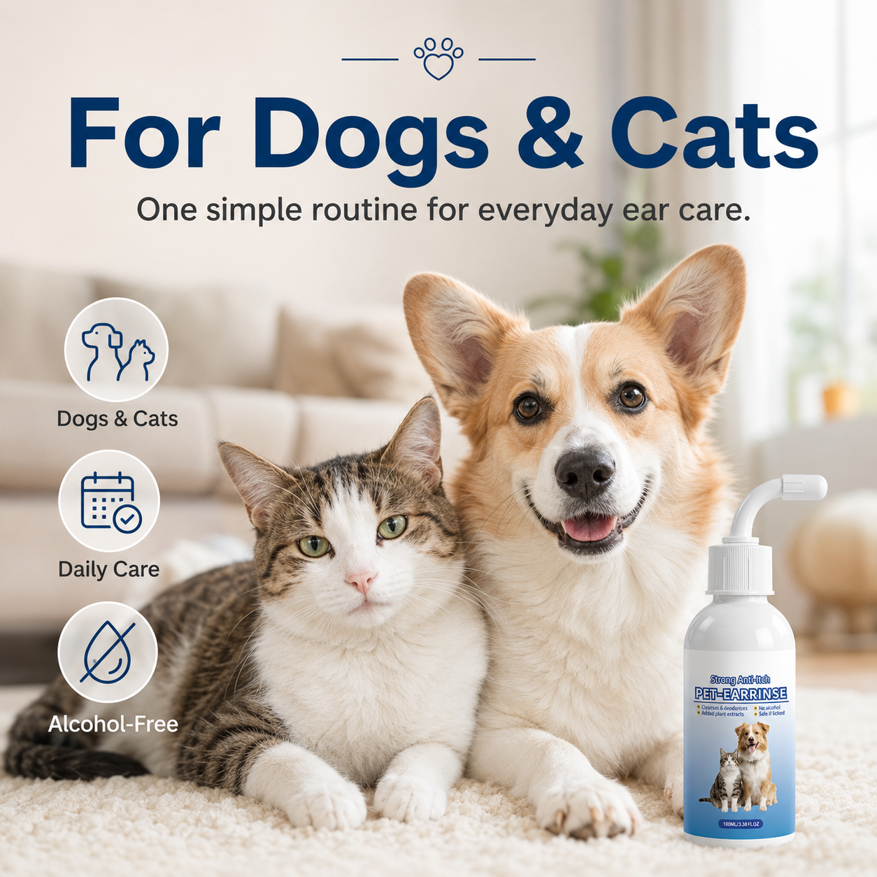 Gentle Pet Ear Cleaner Solution for Dogs & Cats
