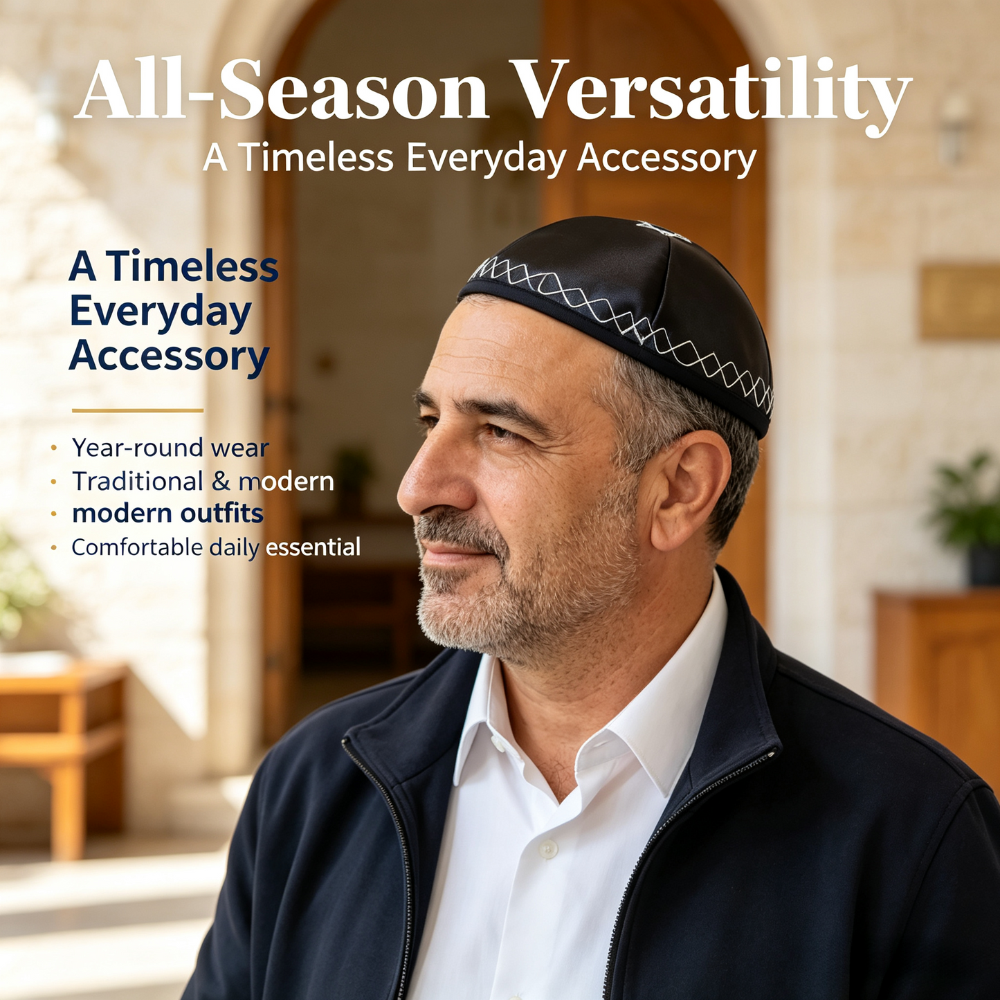 ✨ David Star Embroidered Kippah – Elegant Jewish Faith Cap with Premium Stitching for Prayer, Holidays & Special Moments ✡️