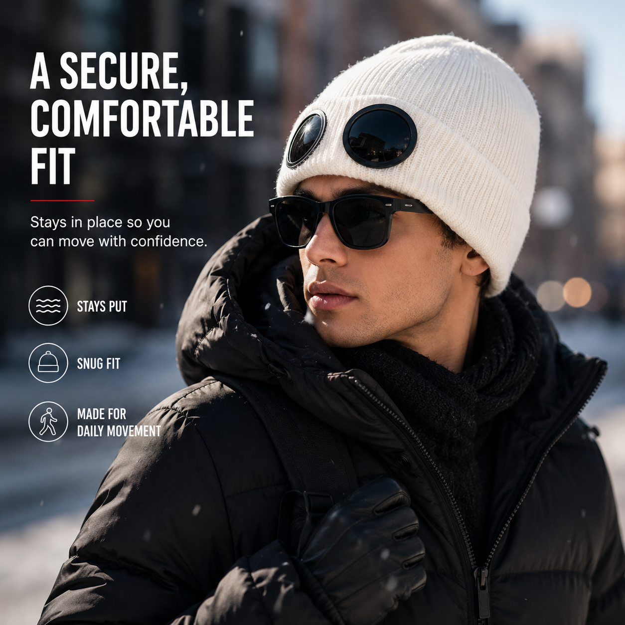 🧶 Winter Knitted Beanie with Built‑In Dark Goggles – Warm Hat & Eye Protection All in One ❄️