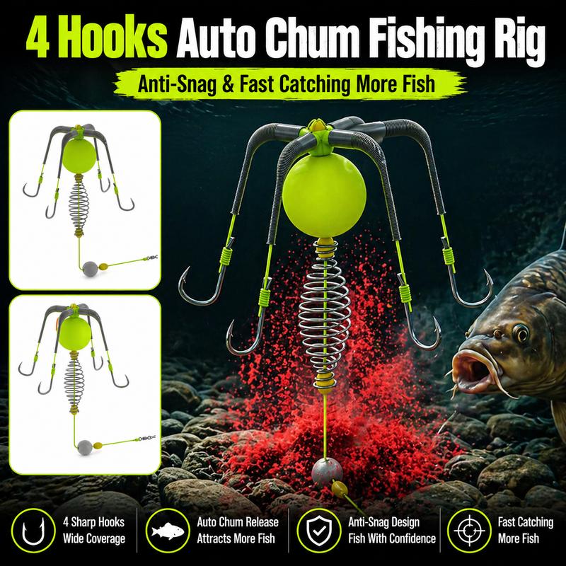 Carp & Catfish Bait Cage Rig – Anti-Snag Off-Bottom Design with Floating Hooks & Stable Weight 🎯