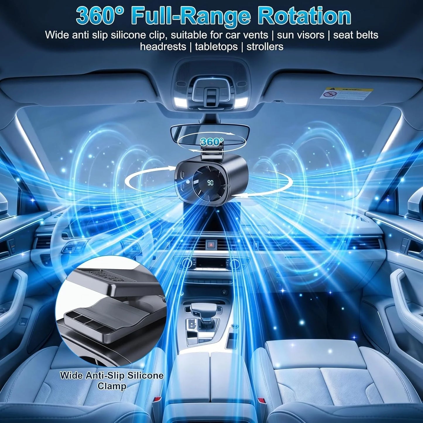 ❄️49% OFF TODAY🚗 USB Car Clip-On Fan – Stay Cool Anywhere