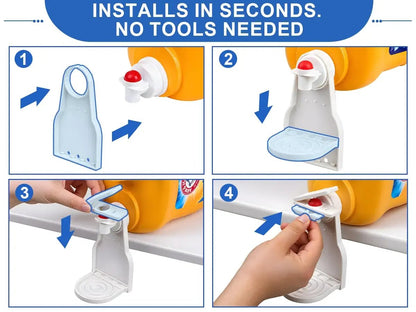 Laundry Detergent Dispenser Cup Holder | No-Drip, Easy Press, Built-In Tray