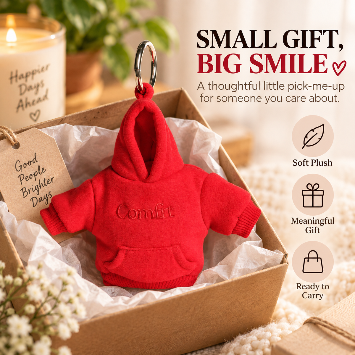 🔑 Stress-Relief Hoodie Charm – Portable Clip-On Keychain, Stylish & Multi-Use Gift Idea