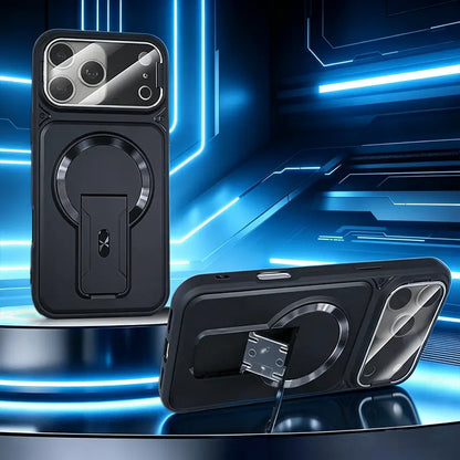 🛡️ All-in-One iPhone Case – Lens Protector + Hidden Stand, Slim & Functional