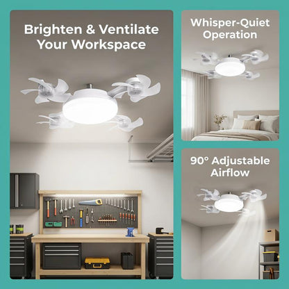 🌼Ceiling Fan Light with Remote, Silent LED Fan & Light 2-in-1 for Bedroom