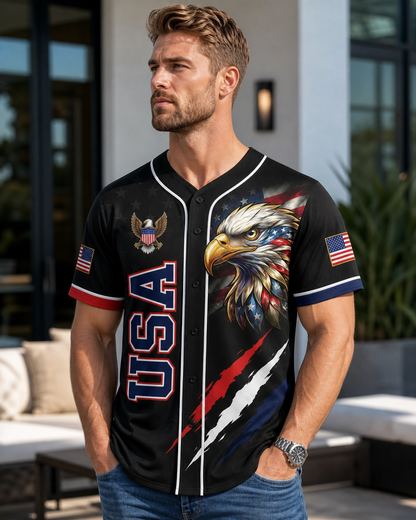 USA 250th Anniversary All-Over Print Patriotic Baseball Jersey
