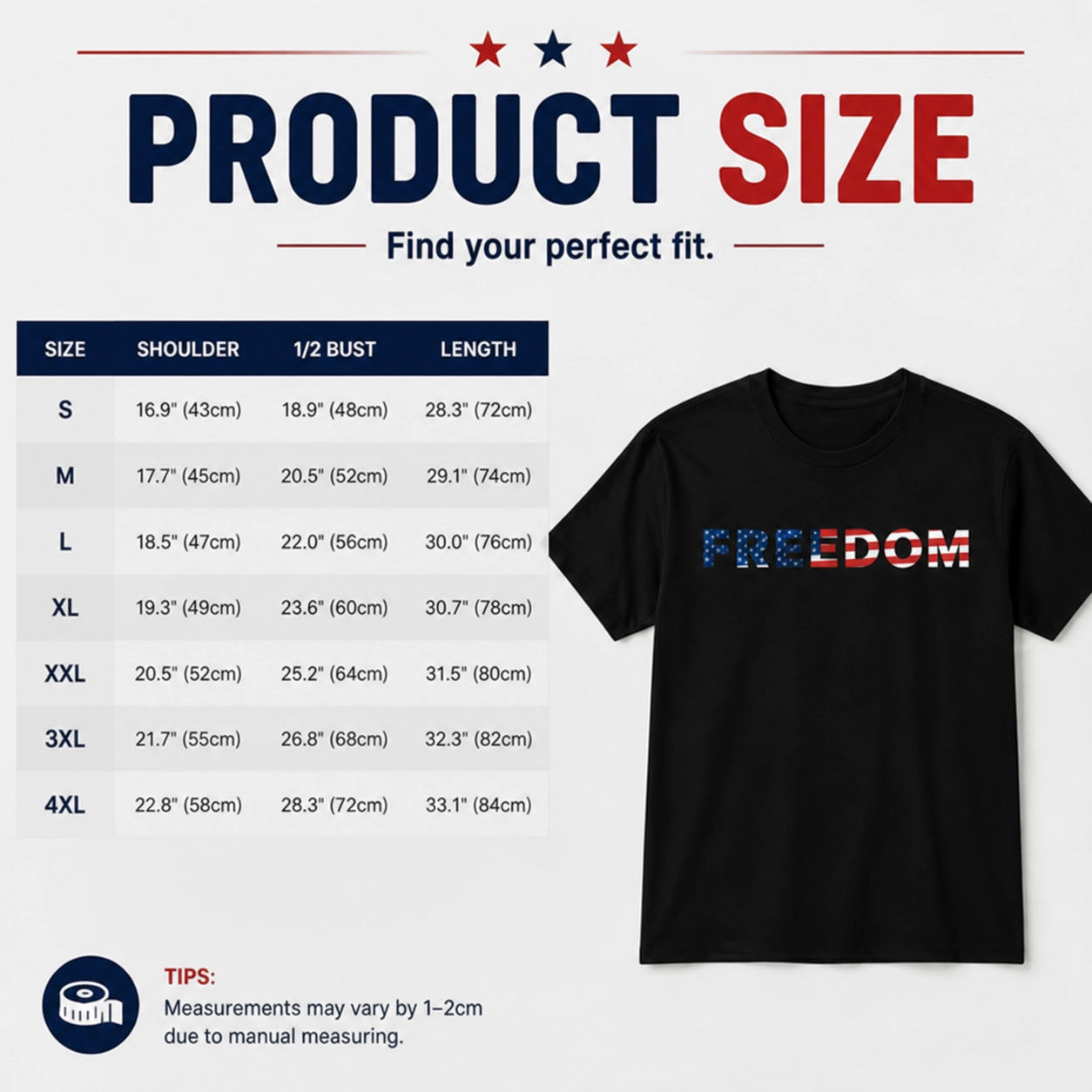 Freedom Patriotic T-Shirt – Classic American Flag Cotton Tee for Men & Women