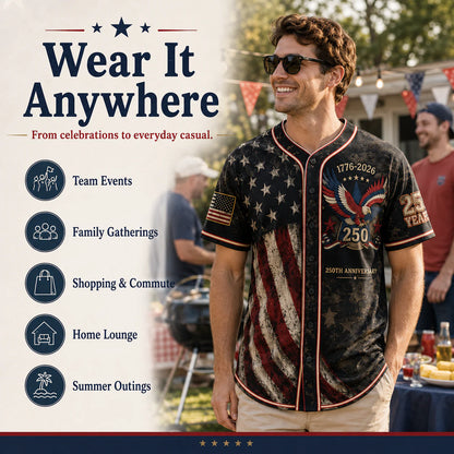🚀 Men's USA 250th Anniversary Baseball Jersey