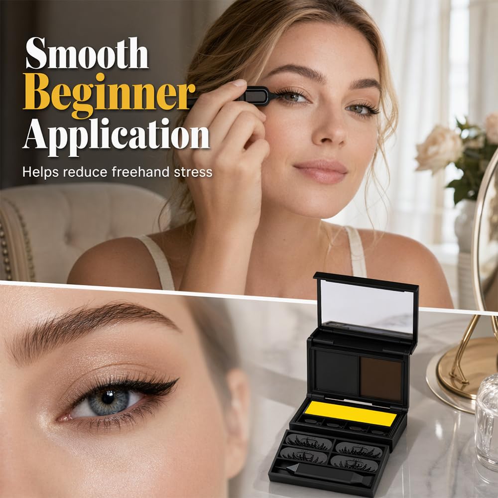3-in-1 Eyeliner & Lash Stamp Kit – Wing, Bottom Lashes & Liner, Waterproof, Beginner-Friendly