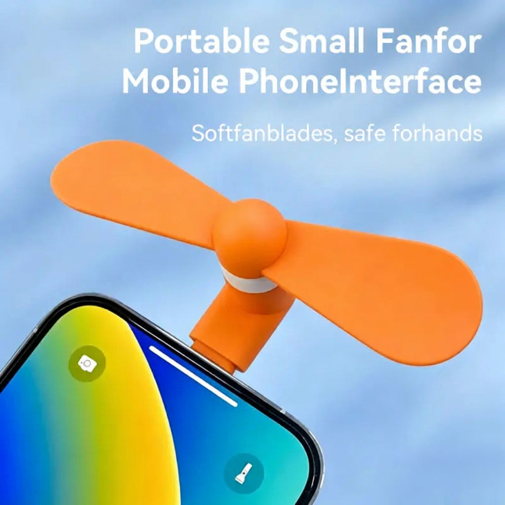 3-in-1 Mini Plug-in Phone Fan-Lightning, Type-C & Micro USB
