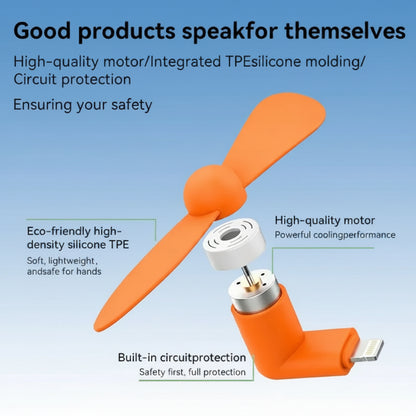 3-in-1 Mini Plug-in Phone Fan-Lightning, Type-C & Micro USB