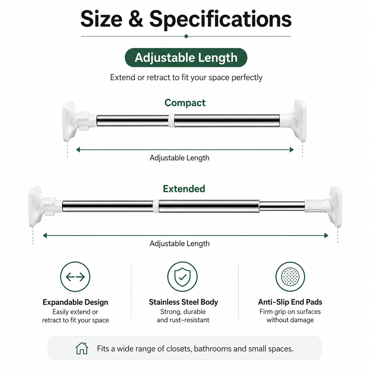 Adjustable Drill-Free Telescopic Tension Rod