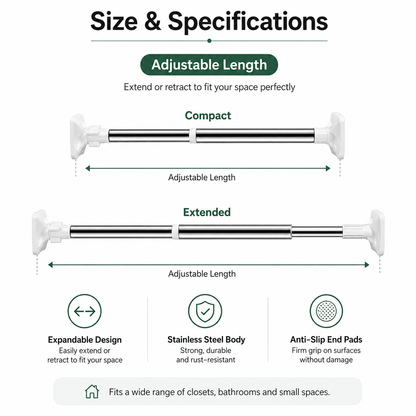 Adjustable Drill-Free Telescopic Tension Rod
