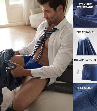 6-Pack Men's Ultra-Soft Modal Boxer Briefs – Breathable Comfort & Stretch Fit