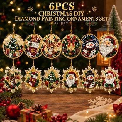 ⏳50% OFF – 🎄Beginner-Friendly Christmas Pearl & Gem Diamond Painting DIY Kit | 6 Festive Ornament Designs with Sparkling Pearls, Faceted Gems & 3D Layered Detail 💕