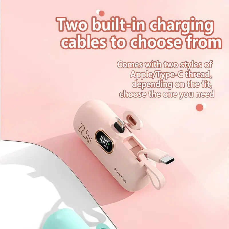 5000mAh Mini Fast-Charging Power Bank with Dual Ports & Digital Display