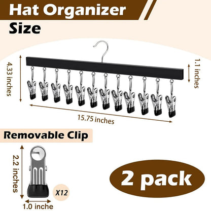 Wooden Multi-Purpose Organizer with 12 Stainless Steel Clips