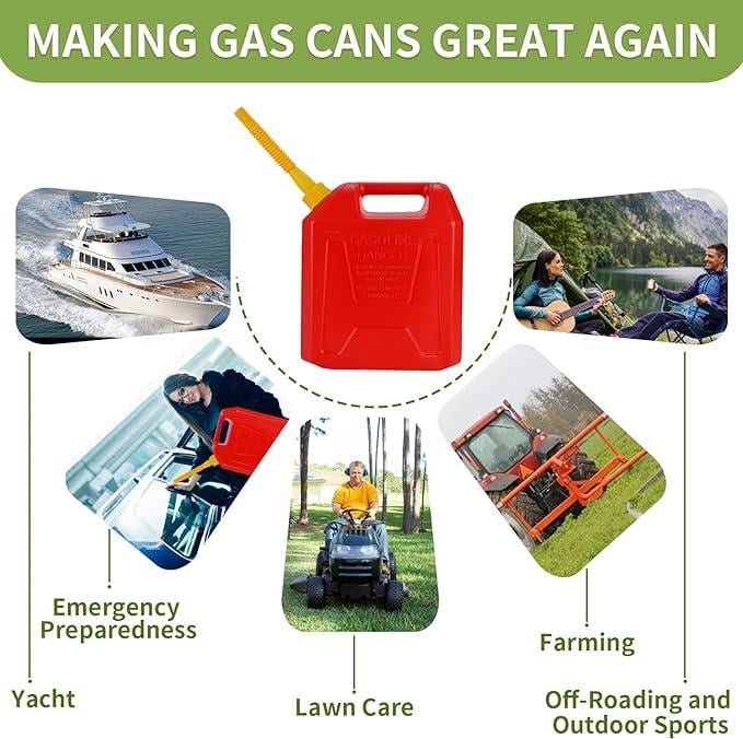 🔥 Universal Gas Can Spout Replacement Kit — Flexible Leak-Proof Nozzle, Fits 1–10 Gal Cans