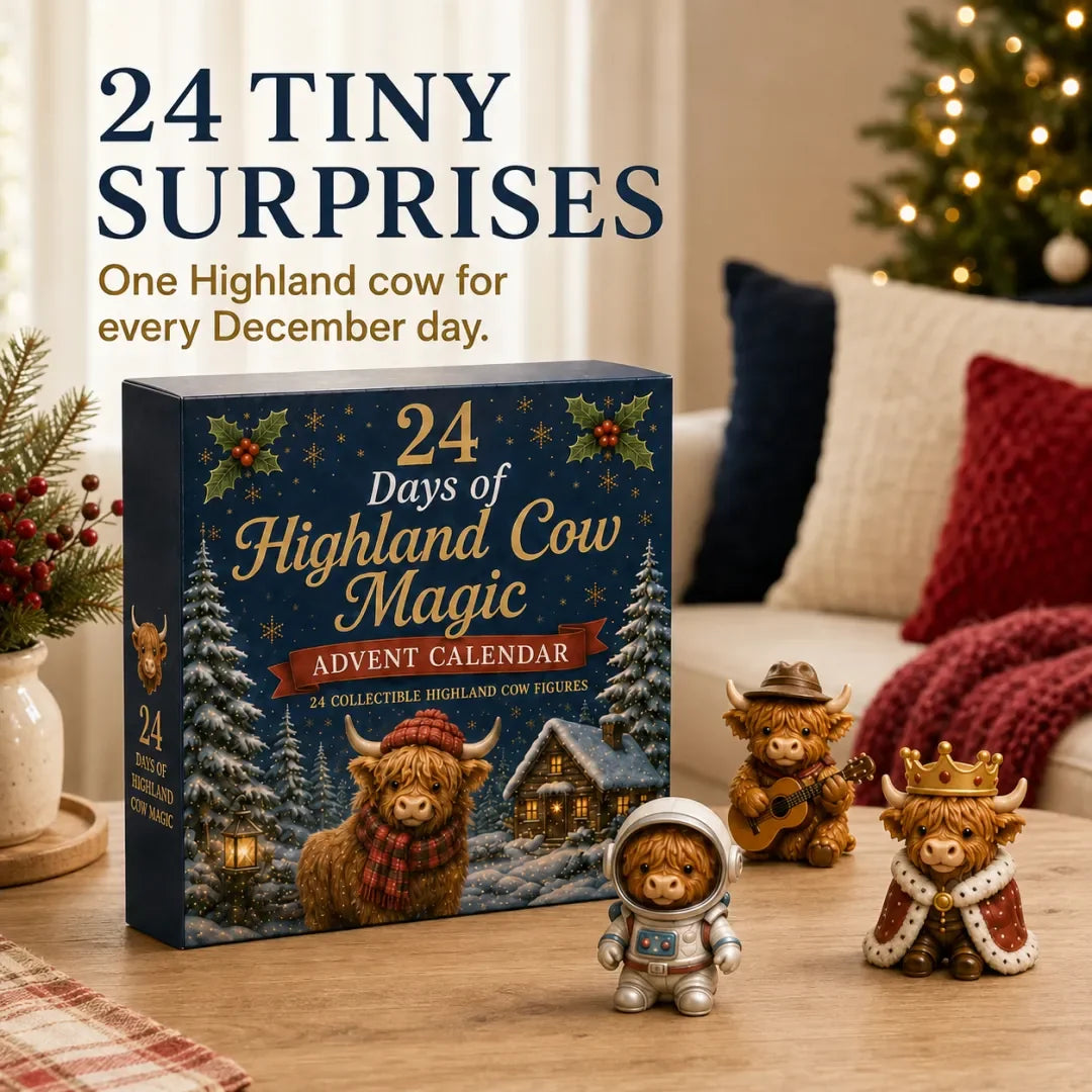 24 Days of Highland Cow Magic Advent Calendar – 24 Collectible Christmas Highland Cow Surprises