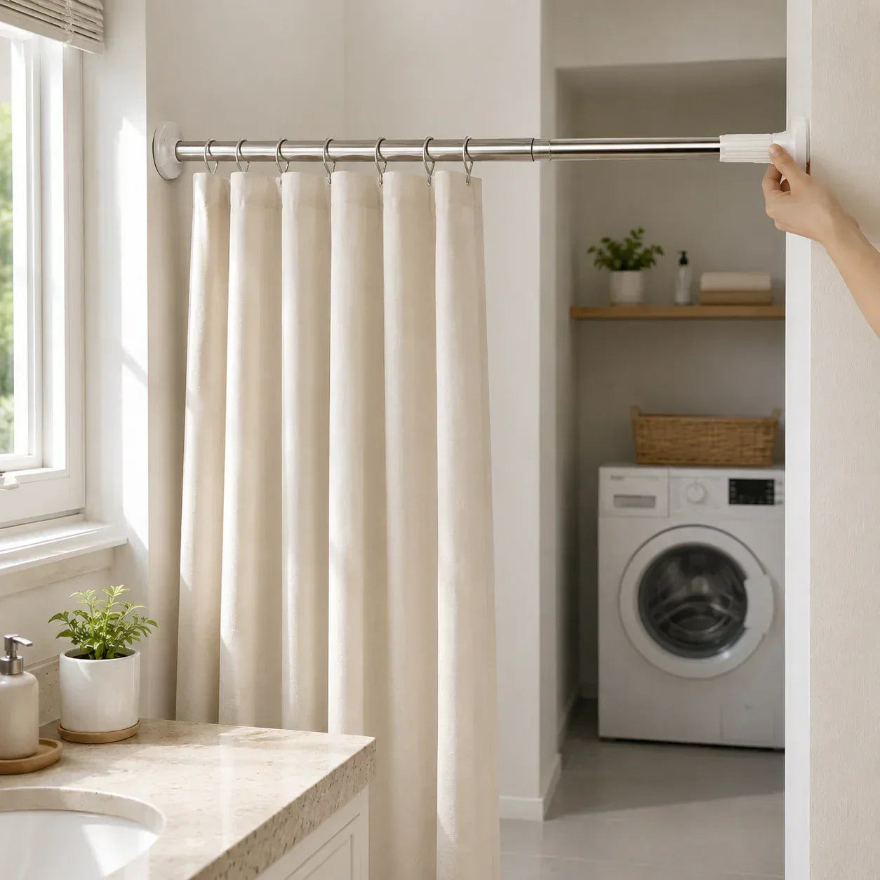✨Drill-Free Adjustable Tension Rod – No Drilling, No Damage