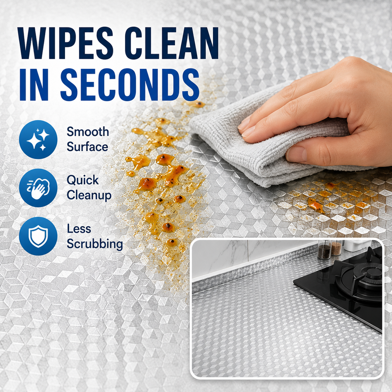 Self-Adhesive Aluminum Foil Kitchen Backsplash Wallpaper