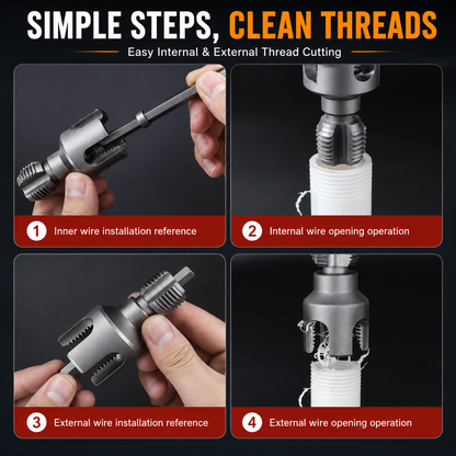 Drill Powered Pipe Thread Cutting Tool Bit for Internal External Threads