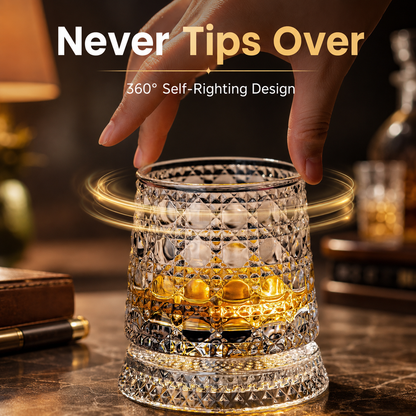 360° Rotating Crystal Glass Cup – The Fun Drinkware That Won’t Tip Over