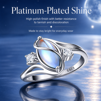 925 Sterling Silver Rainbow Moonstone Ring