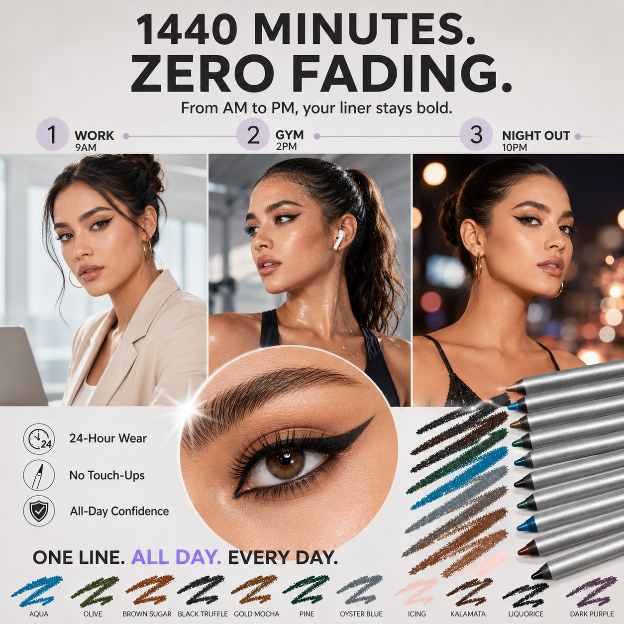 🔥Longwear Eyeliner – 24H Waterproof & Transfer-Proof