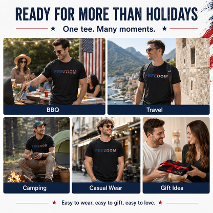😍Freedom Patriotic T-Shirt – Classic American Flag Cotton Tee for Men & Women