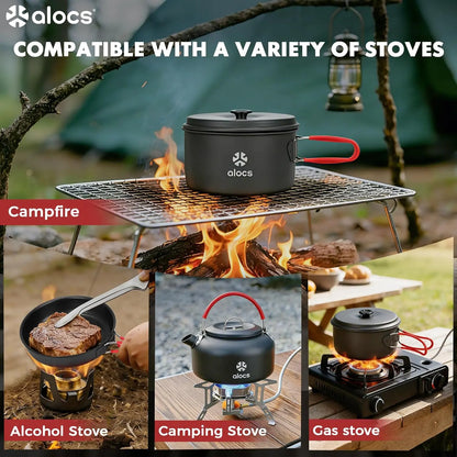 🔥HOT SALE 49% OFF🍳2026 Pro Outdoor Camping Cookware: 3-in-1 Ultra-Light Pots, Pans & Kettle Set! 🏕️🛒
