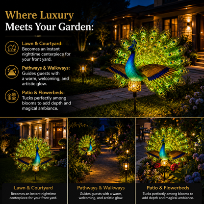 Solar Peacock Garden Sculpture