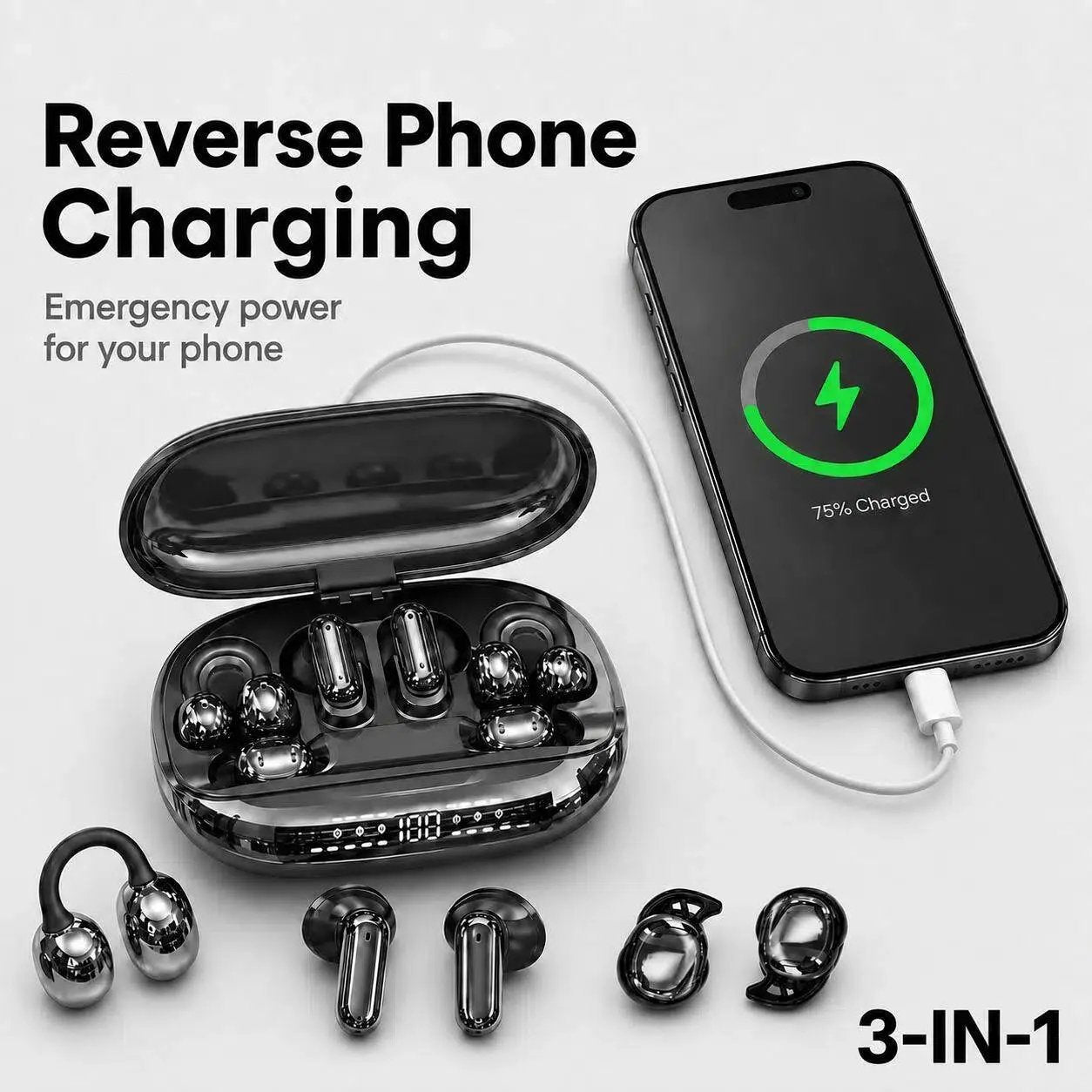 GT600S 4-Earbud Bluetooth Set with Power Bank Case