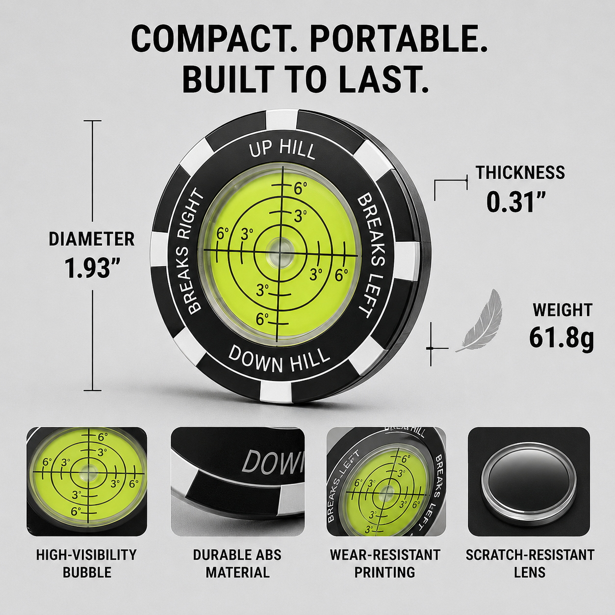 🏌️‍♂️High-Precision Golf Green Reader – Portable Putting Slope Level Training Tool