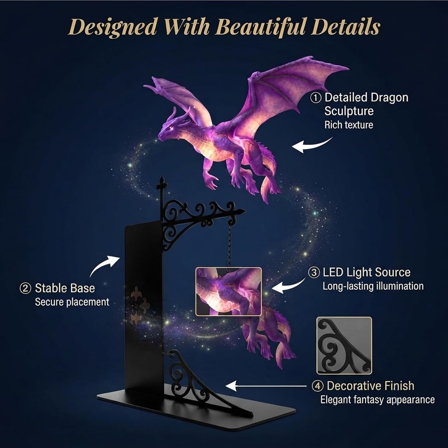 🐉 Floating Dragon Bookshelf Lamp – Magical Night Light for Readers