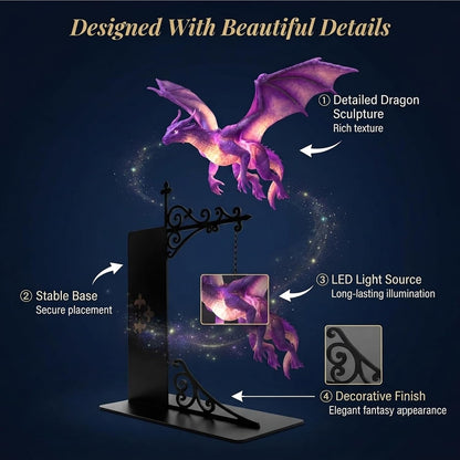 🐉 Floating Dragon Bookshelf Lamp – Magical Night Light for Readers