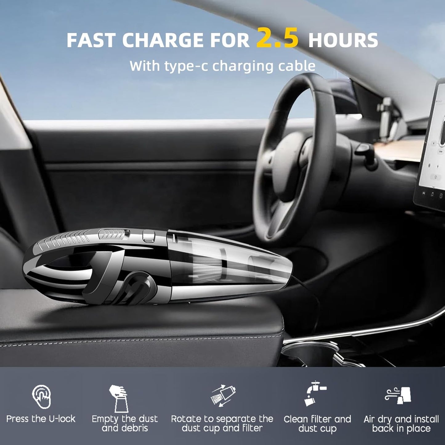 ✨Mini Cordless Handheld Vacuum Cleaner – 120W Powerful Suction, Portable & Rechargeable