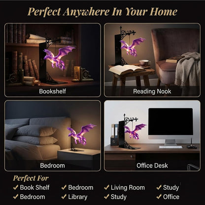 🐉 Floating Dragon Bookshelf Lamp – Magical Night Light for Readers