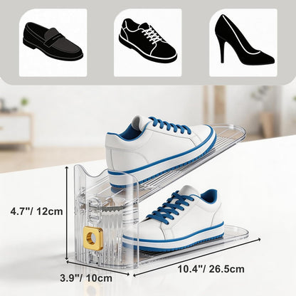 Shoe Organizer for Closet – 2 Pack Stackable Rack with Height Adjustment