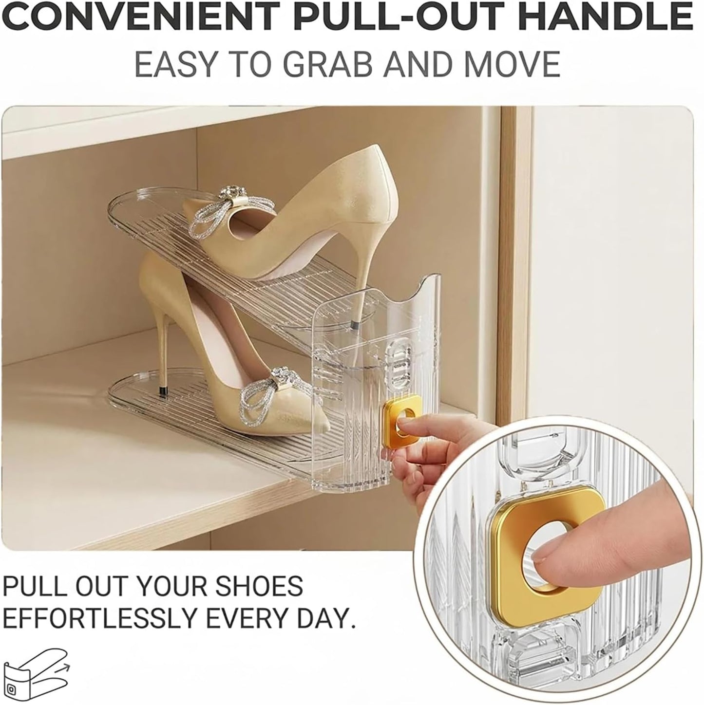 Shoe Organizer for Closet – 2 Pack Stackable Rack with Height Adjustment