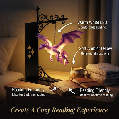 🐉 Floating Dragon Bookshelf Lamp – Magical Night Light for Readers